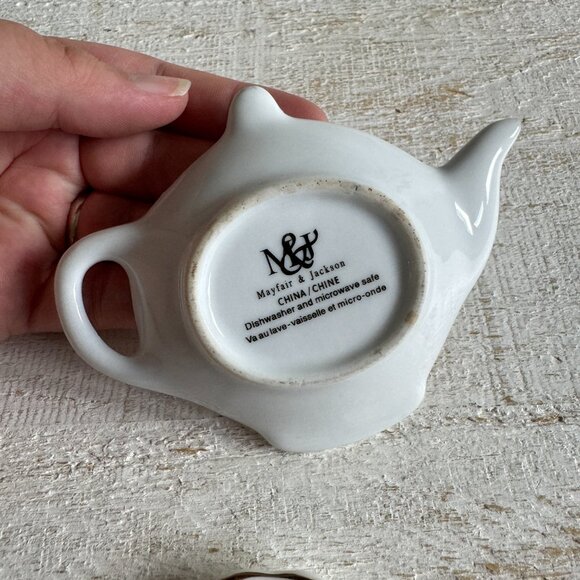 Set of Two Tea Plates - White Mayfair & Jackson Tea Bag Dish - Picture 5 of 7